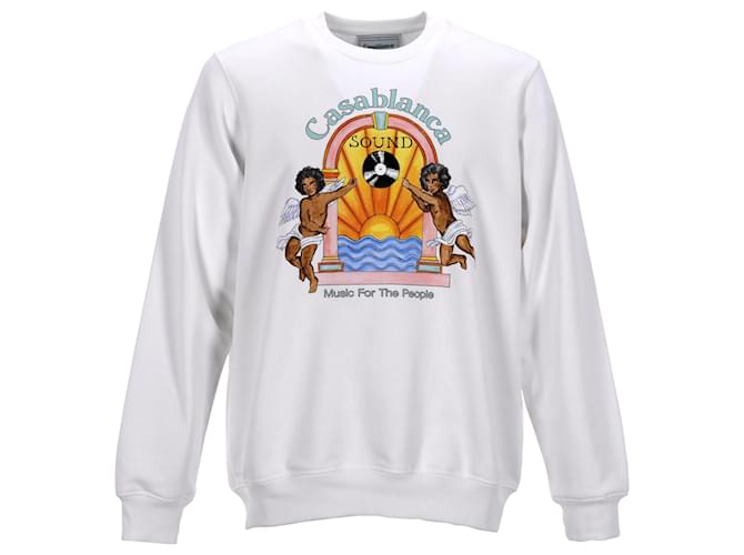 Autre Marque Casablanca 'Music For The People' Sweatshirt in White Cotton Cream  ref.1423459