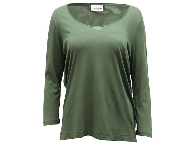 Top de manga larga Dries Van Noten en algodón verde
