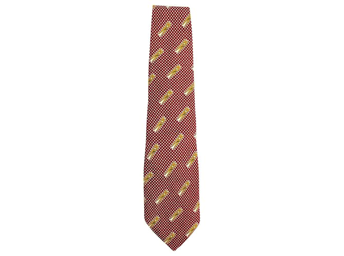 Moschino Clip Print Tie in Red Silk  ref.1423482