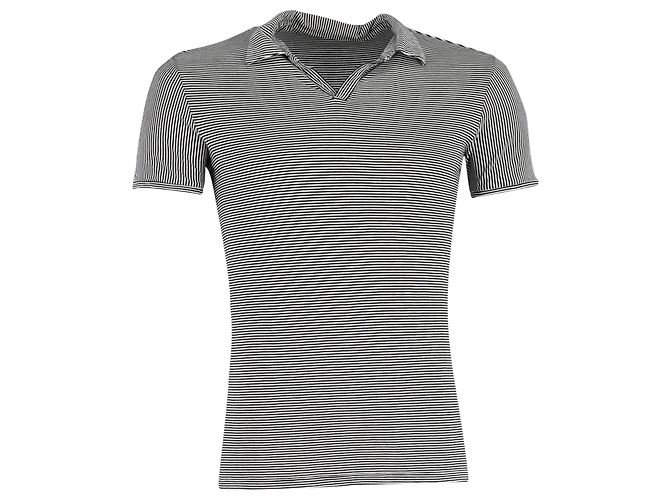 Polo listrado Theory em algodão preto e branco