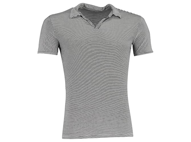 Theory Striped Polo Shirt in Black and White Cotton  ref.1423493