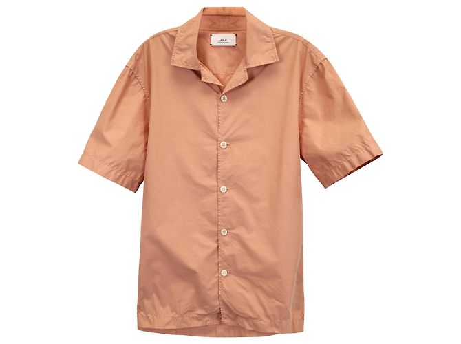 Autre Marque Camicia in cotone tinto Mr. P Camp Collar in corallo