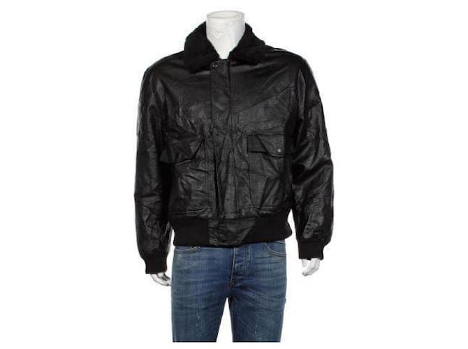 Autre Marque COLLUSION Animal Free PU Vegan Leather Type G-1 Aviator Flight Pilot Bomber Jacket Black Leatherette  ref.1423729