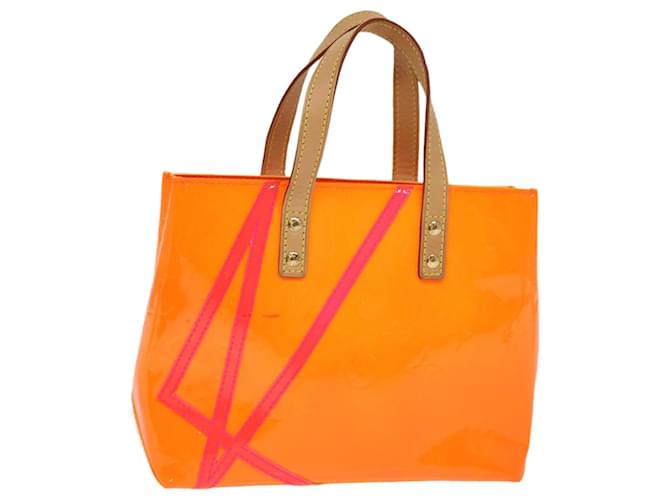 LOUIS VUITTON Monogram Vernis Fluo Reade PM Bolsa de Mão Vermelha M91903 LV Auth ep4580 Vermelho Laranja Couro envernizado  ref.1423744