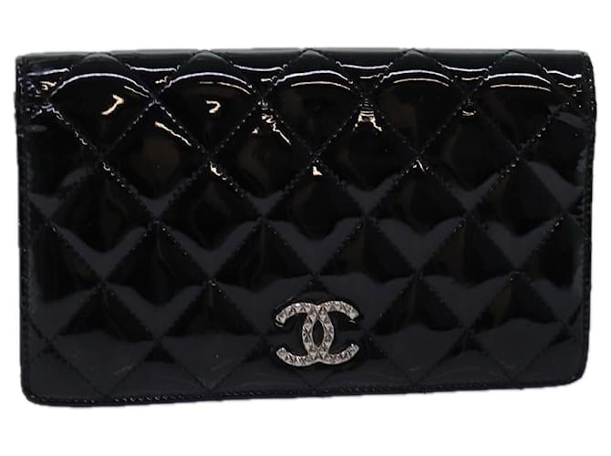 Chanel Portafoglio Matelassé in Smalto Nero CC Auth yk12989  ref.1423816