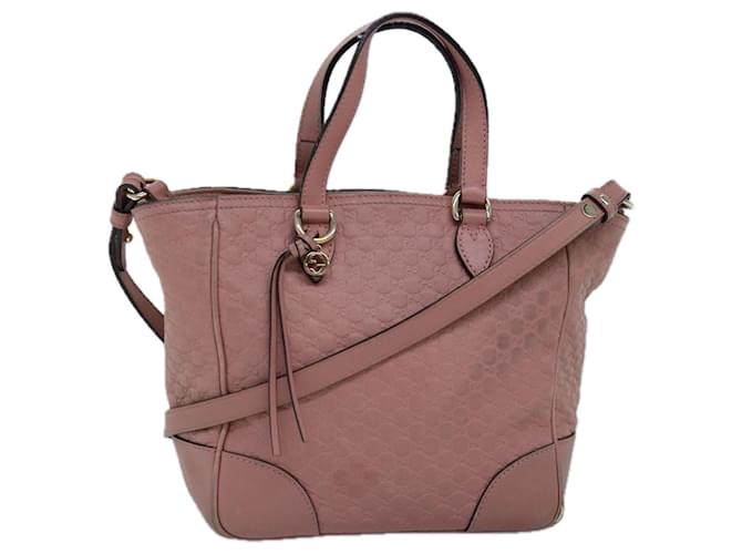 GUCCI Micro GG Canvas Guccissima Hand Bag Outlet 2way Pink 449241 Auth ep4516 Leather  ref.1423827