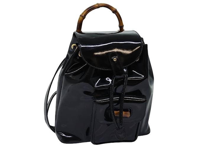 Black patent leather backpack online