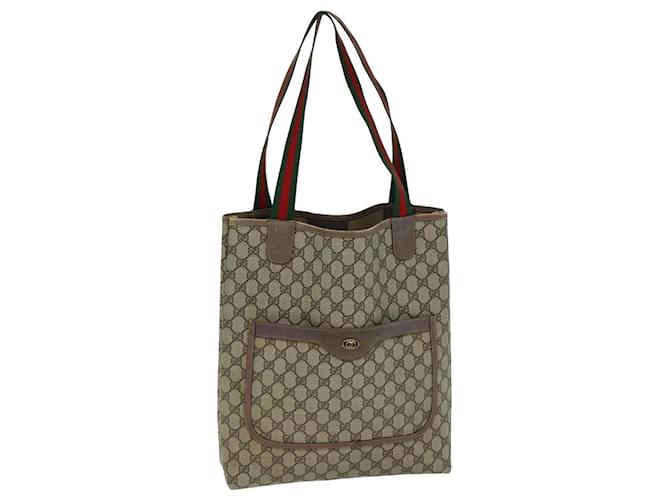 GUCCI GG Supreme Web Sherry Line Tote Bag PVC Beige Red 39 02 003 Auth 77016  ref.1423837