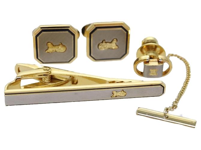 Céline CELINE Nœud Papillon Pin Cufflinks Argent Auth 74690 Métal Argenté  ref.1423848