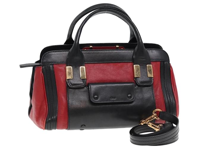 Chloé Chloe Hand Bag Leather 2way Red Black 02 13 50 65 Auth 77486  ref.1423859