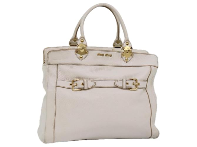 Miu Miu Hand Bag Leather White Auth bs15235  ref.1423865