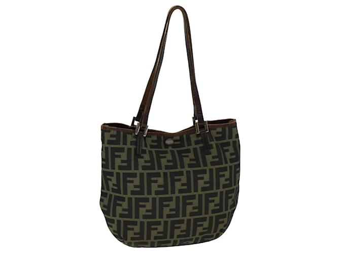 FENDI Zucca Canvas Handtasche Schwarz Braun Auth bs14970  ref.1423870