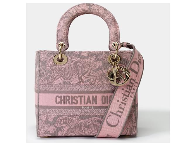 DIOR Lady Dior Bag in Pink Canvas - 102003 Cloth  ref.1423922