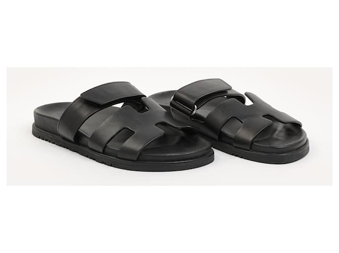 Hermès HERMES  Sandals EU 38 Leather Black  ref.1423951