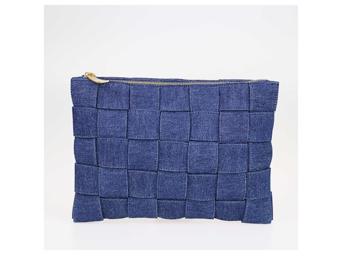 Bottega Veneta Blue Cassettte Zip Pouch Clutch Bag Denim  ref.1423980