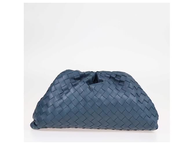 Bottega Veneta Clutch Pouch Intrecciato Klassisch Teal Blau Leder  ref.1423994