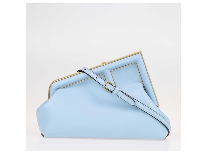 Fendi Blue First Clutch Sac Bandoulière Cuir Bleu  ref.1423995