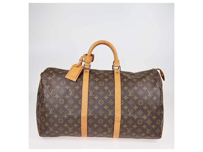 Borsa da viaggio Keepall 50 Monogram marrone Louis Vuitton Pelle  ref.1424010