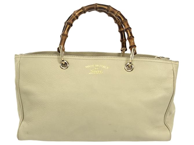 Sac à main medium Bamboo Shopper crème Gucci Cuir Écru  ref.1424047