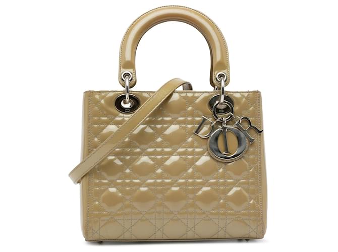 Lady dior beige patent bag sale