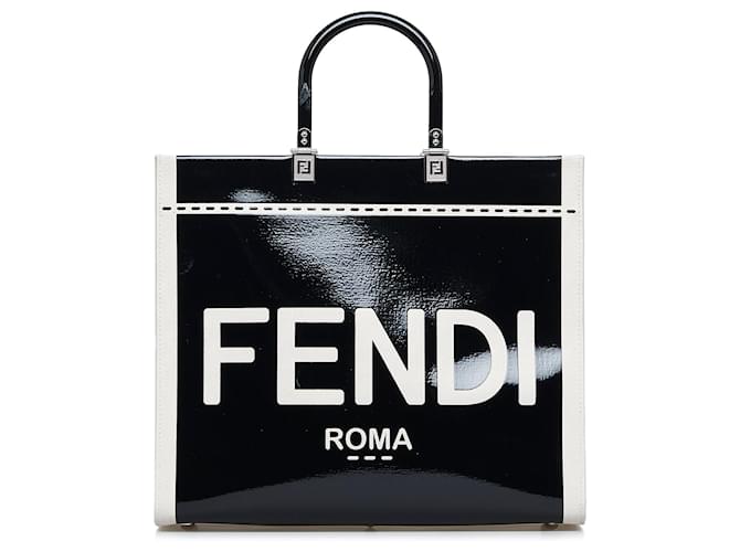 Sac à main Fendi Medium Sunshine Shopper Tote noir Cuir  ref.1424094