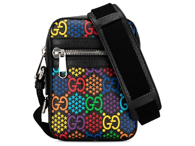 Black Gucci GG Supreme Psychedelic Crossbody Bag Leather  ref.1424095