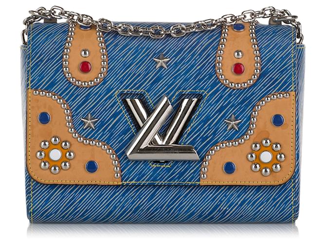 Bolsa transversal Epi Twist MM com studs Louis Vuitton azul Couro  ref.1424098