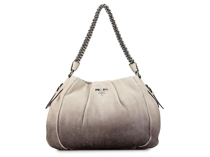 Sac à épaule Prada Cervo Antik gris Cuir  ref.1424137