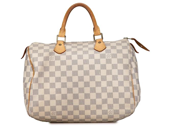 White Louis Vuitton Damier Azur Speedy 30 Boston Bag Leather  ref.1424151