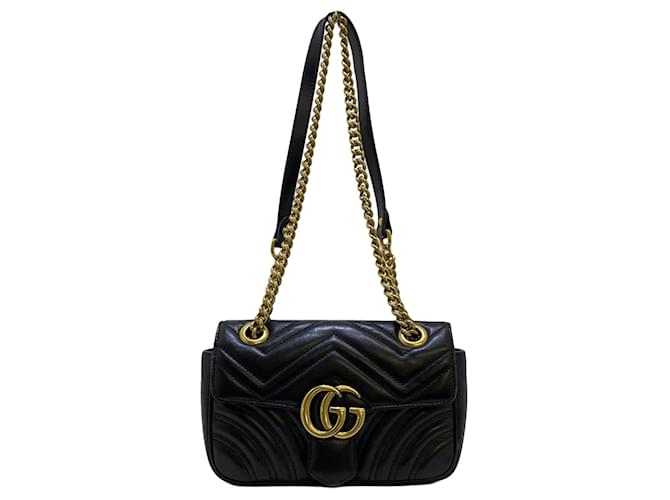 Black Gucci Small GG Marmont Matelasse Crossbody Leather  ref.1424160