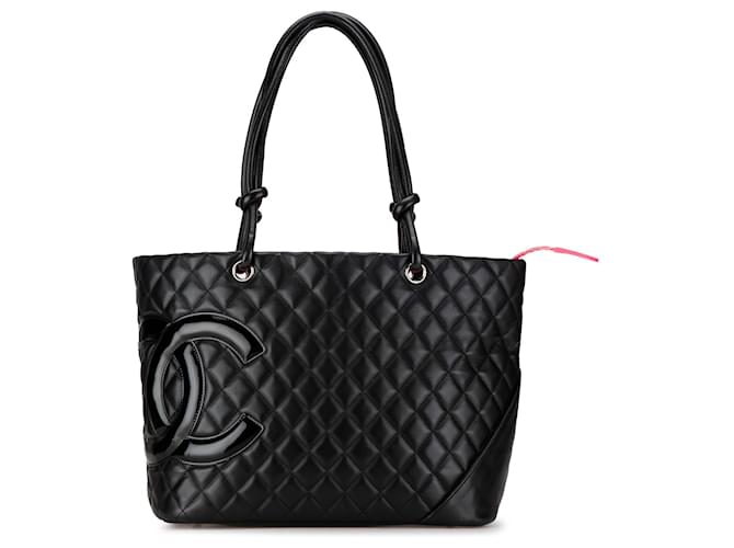 Grand sac cabas en cuir d'agneau noir Chanel Cambon Ligne  ref.1424162