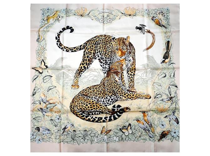 Hermès Carré 90 "JUNGLE LOVE" 100% Silk Scarf Beige  ref.1424201