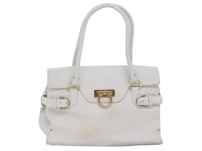 Salvatore Ferragamo Gancini Branco Couro  ref.1424230