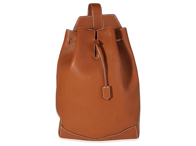 Sac à dos marin Fauve Barenia Faubourg Flash PHW d'Hermès Cuir Marron  ref.1424245