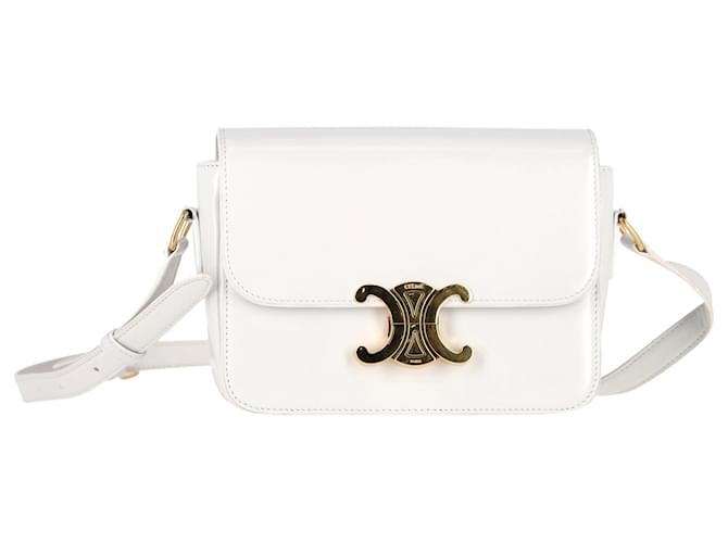 Céline Sac Celine Teen Triomphe en cuir de veau blanc Veau façon poulain  ref.1424265