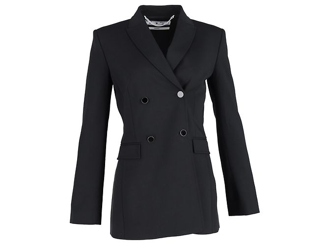 Off White Off-White Double-Breasted Tailored Jacket in Black Wool