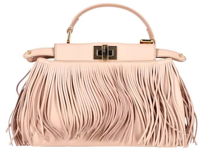 Fendi Fringed Mini Peekaboo Bag in Pink Leather  ref.1424272