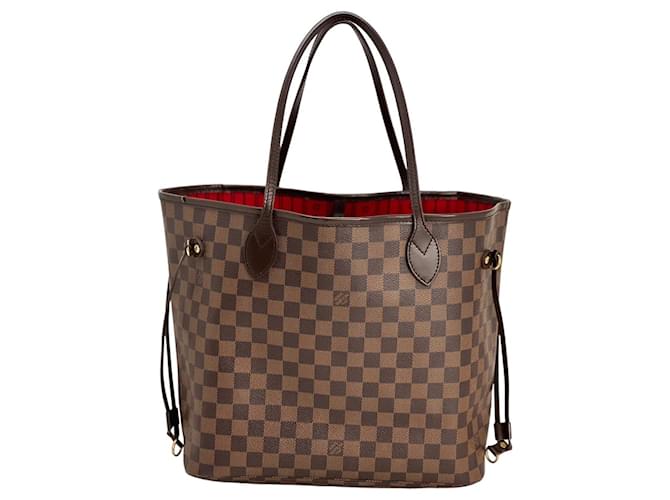 Bolso Louis Vuitton Neverfull MM Damier Ebene Castaño Lienzo  ref.1424296