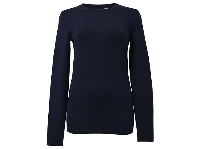 Joseph Rundhals Stretch-Top aus marineblauer Wolle