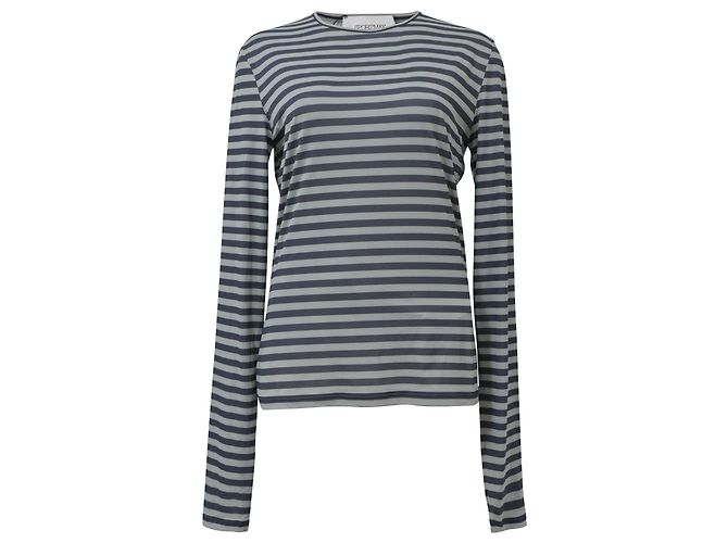 Top a righe a maniche lunghe Sportmax in cotone azzurro Blu Blu chiaro