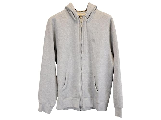 Burberry Claredon Regular Fit Zip Hoodie in Grey Cotton  ref.1424315