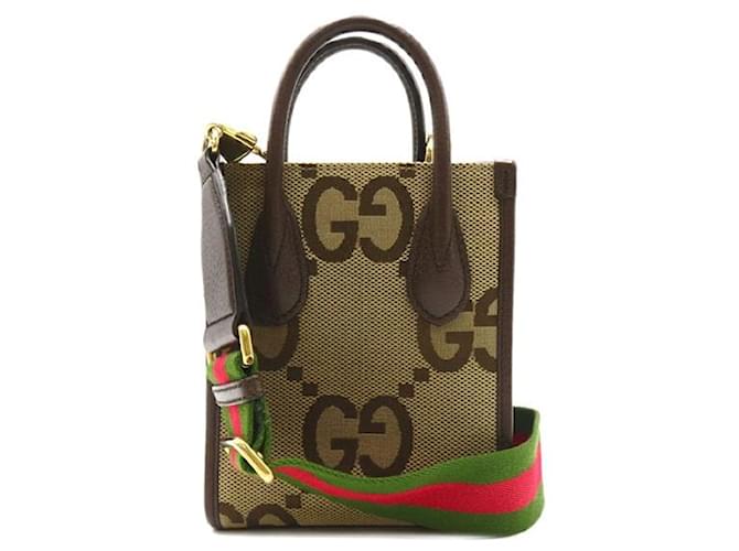 Gucci Jumbo GG 2way Shoulder Bag Canvas Shoulder Bag 699406 in Great Condition Beige Cloth  ref.1424350