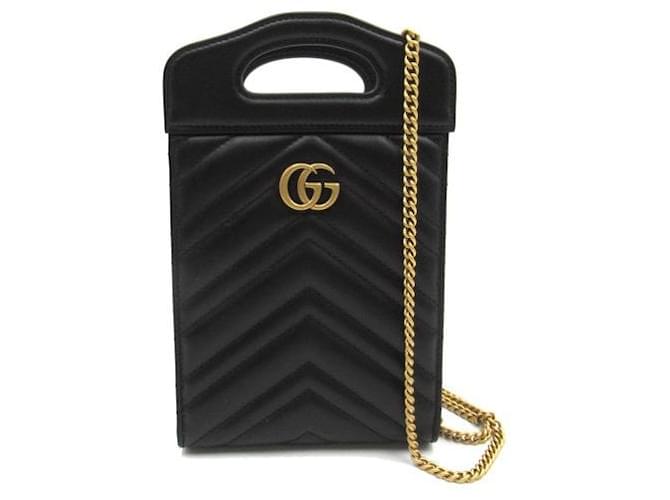 Borsa a spalla in pelle Gucci GG Marmont Mini Top Handle 699756 in ottime condizioni Nero  ref.1424356