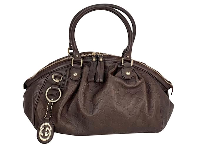 Bolsa de Ombro Gucci Sukey Medium Boston Guccissima em Couro Marrom Lona  ref.1424367