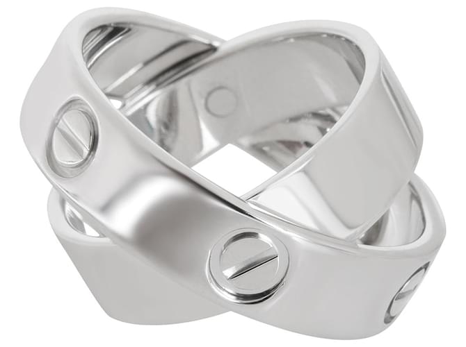 Cartier Double Love Ring in 18K White Gold Silvery Metallic Metal  ref.1424385