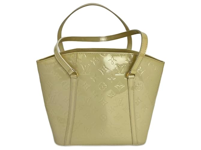 LOUIS VUITTON Monograma Branco Creme Vernis Avalon MM Tote Bolsa de Mão Ombro Usada Couro  ref.1424396