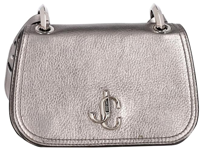 Jimmy Choo Varenne Crossbody Bag in Silver Leather Silvery  ref.1424432