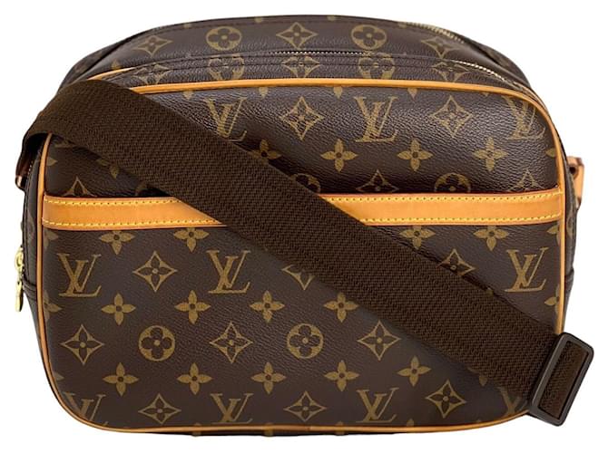 LOUIS VUITTON Reporter PM Monogram Travel Bag Brown Cloth  ref.1424442