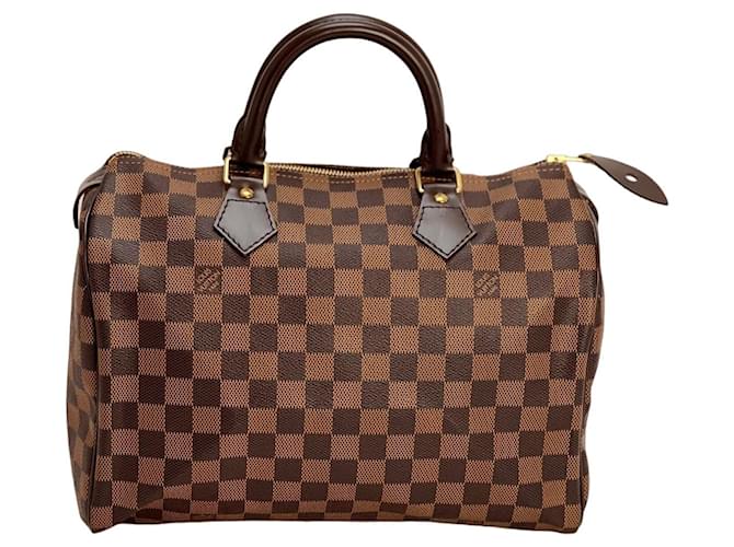 Sac à main Speedy 30 Damier Ebene de LOUIS VUITTON Toile Marron  ref.1424444