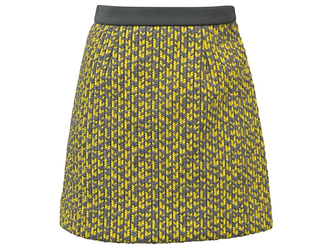 Balenciaga A-line Knit Mini Skirt in Yellow Polyester Camel Wool  ref.1424452